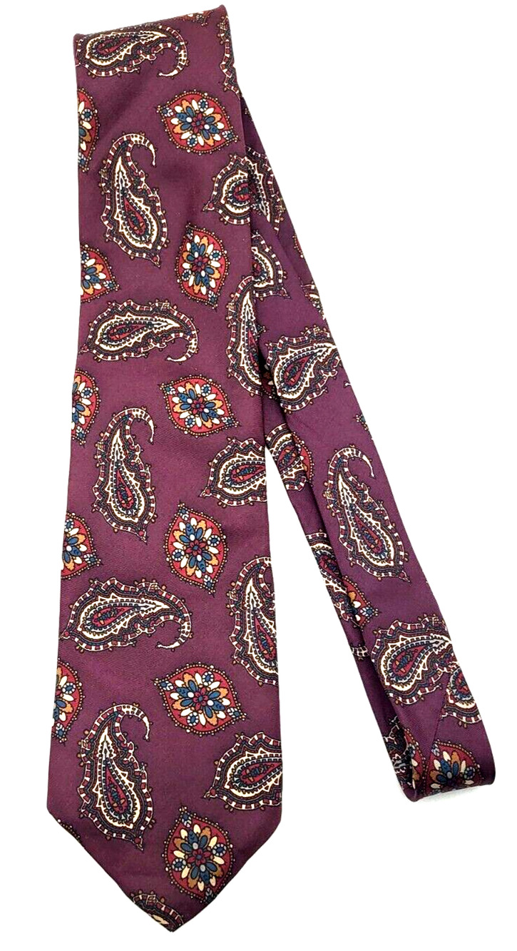 GANT Burgundy Paisley Silk Tie 3.5x58" Made in USA Clean & Classy
